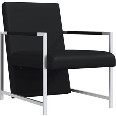 vidaXL Fauteuil Magnifique avec Pieds chromés Noir - Publicité vidaXL Fauteuil Magnifique avec Pieds chromés Noir - Publicité