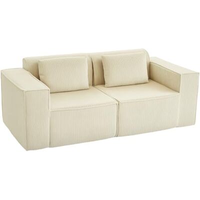 HOMCOM Canapé 3 Places en Velours côtelé, canapé Salon Moderne avec Assise rembourrée, Mousse Haute densité, Larges accoudoirs, 2 Coussins, livré entièrement compressé sans Montage, 202 cm, Beige - Publicité HOMCOM Canapé 3 Places en Velours côtelé, canapé Salon Moderne avec Assise rembourrée, Mousse Haute densité, Larges accoudoirs, 2 Coussins, livré entièrement compressé sans Montage, 202 cm, Beige - Publicité
