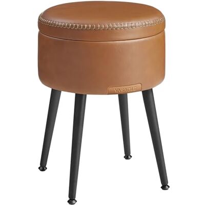 VASAGLE Collection EKHO -Pouf de Rangement, Tabouret de Coiffeuse, PU avec Coutures, Moderne Mi-siècle, Tabouret de Rangement Rond avec Pieds en Acier, Capacité 150 kg, Marron Caramel LOM005KN08 - Publicité VASAGLE Collection EKHO -Pouf de Rangement, Tabouret de Coiffeuse, PU avec Coutures, Moderne Mi-siècle, Tabouret de Rangement Rond avec Pieds en Acier, Capacité 150 kg, Marron Caramel LOM005KN08 - Publicité