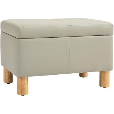 HOMCOM Coffre de rangement pour chambre 33L Pouf de rangement tapissé en PU Banc de rangement avec pieds en bois pour couloir salon Gris clair 60 x 38 x 40 cm - Publicité HOMCOM Coffre de rangement pour chambre 33L Pouf de rangement tapissé en PU Banc de rangement avec pieds en bois pour couloir salon Gris clair 60 x 38 x 40 cm - Publicité