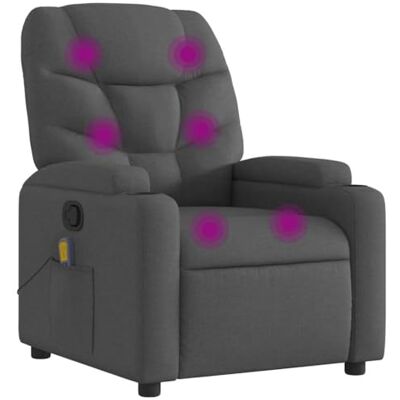 vidaXL Fauteuil de Massage Inclinable sans Adaptateur Secteur, Chaise de Relaxation avec Porte-gobelets, Siège avec Dossier et Accoudoirs Salon, Moderne, Gris Foncé Tissu - Publicité vidaXL Fauteuil de Massage Inclinable sans Adaptateur Secteur, Chaise de Relaxation avec Porte-gobelets, Siège avec Dossier et Accoudoirs Salon, Moderne, Gris Foncé Tissu - Publicité