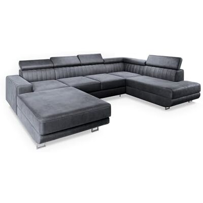 Masseno Canapé d'angle Siena R-S avec Fonction Couchage Forme en U, Classique, avec Coffre de Rangement, Ensemble canapé de Salon Gris - Publicité Masseno Canapé d'angle Siena R-S avec Fonction Couchage Forme en U, Classique, avec Coffre de Rangement, Ensemble canapé de Salon Gris - Publicité