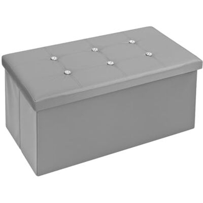 Emmevi Coffre de Rangement Pouf Banc de Rangement Repose-Pieds Simili Cuir Diamants 76 x 38 x 38 cm Gris - Publicité Emmevi Coffre de Rangement Pouf Banc de Rangement Repose-Pieds Simili Cuir Diamants 76 x 38 x 38 cm Gris - Publicité