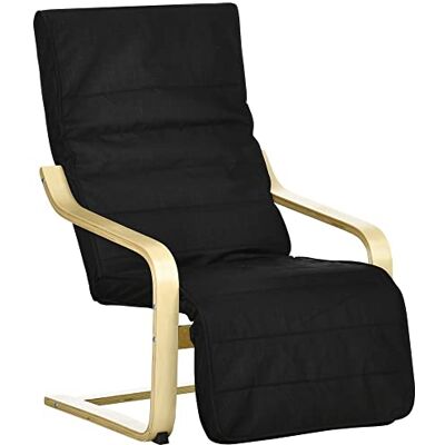 HOMCOM Fauteuil Relax Chaise de Salon avec Repose-Pied réglable déhoussable Confort et Relaxation 94 x 66,5 x 100 cm Bois Massif Noir - Publicité HOMCOM Fauteuil Relax Chaise de Salon avec Repose-Pied réglable déhoussable Confort et Relaxation 94 x 66,5 x 100 cm Bois Massif Noir - Publicité