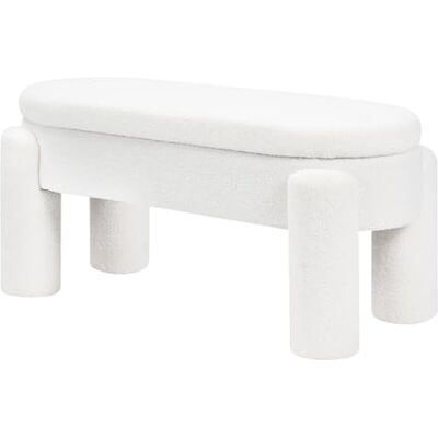 WOLTU Banc de Rangement Rembourré en Tissu Polaire Teddy, 114x47x53 cm, Banquette Lit pour Chambre Salon Couloir Entrée, Charge Maxi. 250 kg, Moderne, Blanc - Publicité WOLTU Banc de Rangement Rembourré en Tissu Polaire Teddy, 114x47x53 cm, Banquette Lit pour Chambre Salon Couloir Entrée, Charge Maxi. 250 kg, Moderne, Blanc - Publicité