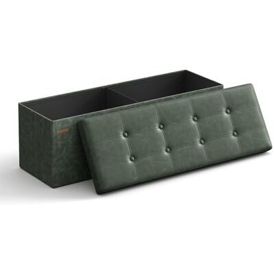 SONGMICS Sitzhocker Banc, Pouf Pliable, 38 x 110 x 38 cm, Bout de Lit, Repose-Pieds, Coffre de Rangement, Charge jusqu'à 300 kg, pour Salon, Chambre, Entrée, Vert Forêt LSF070C01, 110L cm - Publicité SONGMICS Sitzhocker Banc, Pouf Pliable, 38 x 110 x 38 cm, Bout de Lit, Repose-Pieds, Coffre de Rangement, Charge jusqu'à 300 kg, pour Salon, Chambre, Entrée, Vert Forêt LSF070C01, 110L cm - Publicité