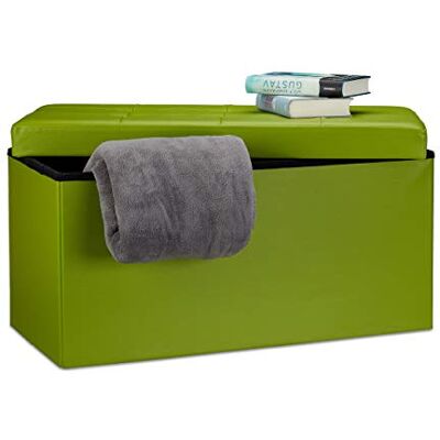 Relaxdays Banc de rangement pratique en simili cuir, 2 places, capacité de charge 300 kg, HLP : 38 x 76 x 38 cm, vert - Publicité Relaxdays Banc de rangement pratique en simili cuir, 2 places, capacité de charge 300 kg, HLP : 38 x 76 x 38 cm, vert - Publicité
