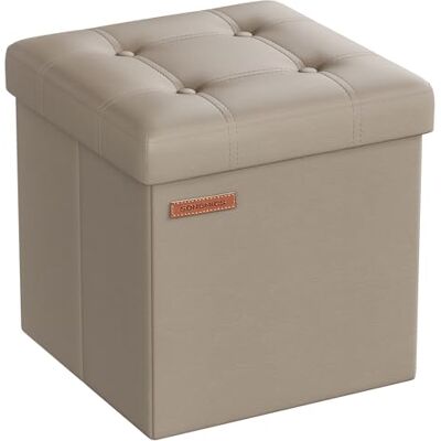 SONGMICS Pouf de 38 cm, Banc de Rangement Pliable avec Couvercle, Repose-Pieds Cube, Surface en PU, Capacité de Charge de 300 kg, pour Entrée, Salon, Chambre à Coucher, Marron Camel LSF030K13 - Publicité SONGMICS Pouf de 38 cm, Banc de Rangement Pliable avec Couvercle, Repose-Pieds Cube, Surface en PU, Capacité de Charge de 300 kg, pour Entrée, Salon, Chambre à Coucher, Marron Camel LSF030K13 - Publicité