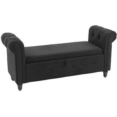 HOMCOM Banc de Rangement, Coffre de Rangement en Tissu Aspect Lin avec Pieds en Bois, 146,5 x 49 x 72 cm, Noir - Publicité HOMCOM Banc de Rangement, Coffre de Rangement en Tissu Aspect Lin avec Pieds en Bois, 146,5 x 49 x 72 cm, Noir - Publicité