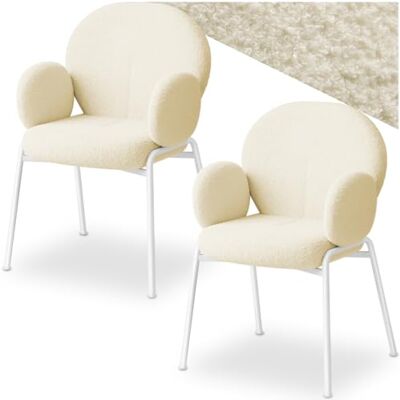tectake ® Lot de 2 Chaises de Salle à Manger Fauteuil Relax Confortable en Tissu Bouclette Fauteuil Scandinave Moelleux avec Accoudoirs pour Salon, Chambre, Coiffeuse, Allaitement, Chaise de Bureau - Publicité tectake ® Lot de 2 Chaises de Salle à Manger Fauteuil Relax Confortable en Tissu Bouclette Fauteuil Scandinave Moelleux avec Accoudoirs pour Salon, Chambre, Coiffeuse, Allaitement, Chaise de Bureau - Publicité