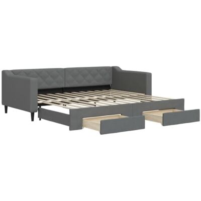 vidaXL Lit de Jour avec Lit Gigogne et Tiroirs, Canapé-lit avec Rangement, Lit d'Invité, Meuble de Chambre à Coucher Salon, Moderne, Gris Foncé 90x200 cm Tissu - Publicité vidaXL Lit de Jour avec Lit Gigogne et Tiroirs, Canapé-lit avec Rangement, Lit d'Invité, Meuble de Chambre à Coucher Salon, Moderne, Gris Foncé 90x200 cm Tissu - Publicité