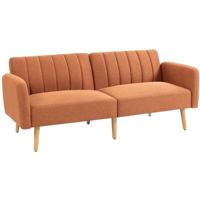 HOMCOM Canapé Convertible 2 Places Design scandinave Dossier inclinable 3 Positions Pieds Bois Tissu Aspect Lin Marron - Publicité HOMCOM Canapé Convertible 2 Places Design scandinave Dossier inclinable 3 Positions Pieds Bois Tissu Aspect Lin Marron - Publicité