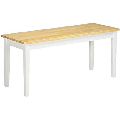 HOMCOM Banc en Bois pour 2 Personnes Bicolore Assise Naturelle et piètement Blanc 102 x 36 x 45 cm - Publicité HOMCOM Banc en Bois pour 2 Personnes Bicolore Assise Naturelle et piètement Blanc 102 x 36 x 45 cm - Publicité