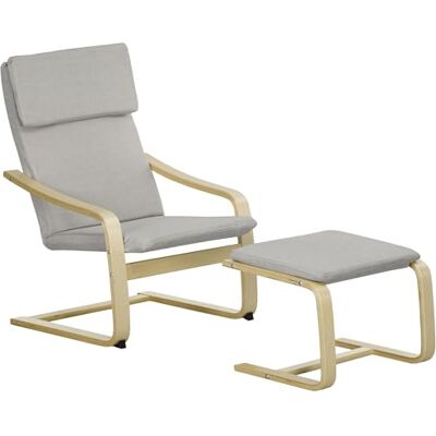 HOMCOM Fauteuil de Relaxation Avec Repose-Pieds, Tabouret et Accoudoirs Fauteuil à Bascule de Lecture Avec Housse en Lin pour Salon, Balcon, Couloir Gris Clair - Publicité HOMCOM Fauteuil de Relaxation Avec Repose-Pieds, Tabouret et Accoudoirs Fauteuil à Bascule de Lecture Avec Housse en Lin pour Salon, Balcon, Couloir Gris Clair - Publicité