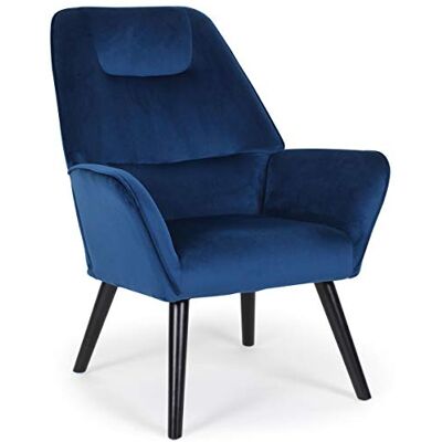 Menzzo Fauteuil scandinave Fox en Velours Bleu à Haut Dossier – Fauteuil Lounge Confortable – L80 x P85 x H105 cm - Publicité Menzzo Fauteuil scandinave Fox en Velours Bleu à Haut Dossier – Fauteuil Lounge Confortable – L80 x P85 x H105 cm - Publicité