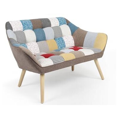 Menzzo Canapé 2 Places scandinave ZENTAO – Effet Patchwork Multicolore – Tissu Confortable – Style Moderne et Cosy – Design Nordique - Publicité Menzzo Canapé 2 Places scandinave ZENTAO – Effet Patchwork Multicolore – Tissu Confortable – Style Moderne et Cosy – Design Nordique - Publicité