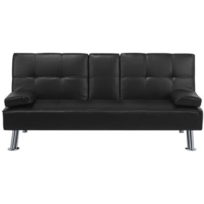 Beliani Canapé Clic Clac Convertible 3 Places en Tissu Noir avec Pieds Argentés Design Ultra Moderne pour Salon Confortable - Publicité Beliani Canapé Clic Clac Convertible 3 Places en Tissu Noir avec Pieds Argentés Design Ultra Moderne pour Salon Confortable - Publicité
