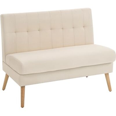 HOMCOM Canapé 2 Places Canapé avec Aspect Lin, Dossier tufté Petit rembourré Moderne 118 cm Double rembourré avec Pieds en Bois pour Salon, Petites pièces, Beige - Publicité HOMCOM Canapé 2 Places Canapé avec Aspect Lin, Dossier tufté Petit rembourré Moderne 118 cm Double rembourré avec Pieds en Bois pour Salon, Petites pièces, Beige - Publicité