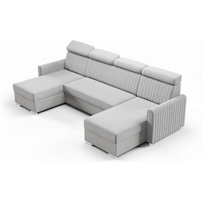 LIKMA Canapé d'angle Neli Cendre Convertible avec Coffre de Rangement 274x91x162 cm Canapé-Lit en U Dossier Réglable Salon Moderne Confort et Design Tissu Cloud 81 - Publicité LIKMA Canapé d'angle Neli Cendre Convertible avec Coffre de Rangement 274x91x162 cm Canapé-Lit en U Dossier Réglable Salon Moderne Confort et Design Tissu Cloud 81 - Publicité
