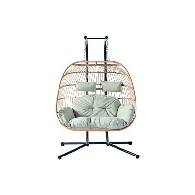CONCEPT USINE Fauteuil Suspendu 2 Places FARO Naturel Résine Aspect Rotin Structure en Acier Robuste Grand Coussin Déhoussable Hamac Balançoire 2 Personnes sur Pied Terrasse Jardin Patio - Publicité CONCEPT USINE Fauteuil Suspendu 2 Places FARO Naturel Résine Aspect Rotin Structure en Acier Robuste Grand Coussin Déhoussable Hamac Balançoire 2 Personnes sur Pied Terrasse Jardin Patio - Publicité