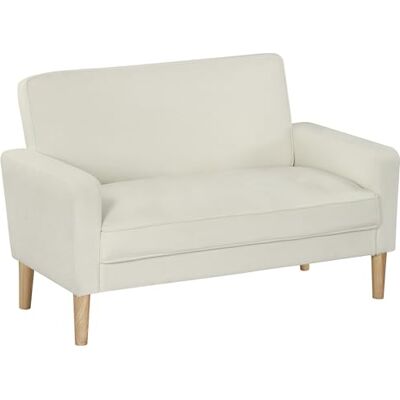 HOMCOM Canapé 2 places rembourré 130 cm Petit canapé d'angle avec aspect velours et accoudoirs, canapé rembourré moderne pour petite pièce, chambre à coucher, salon, blanc crème - Publicité HOMCOM Canapé 2 places rembourré 130 cm Petit canapé d'angle avec aspect velours et accoudoirs, canapé rembourré moderne pour petite pièce, chambre à coucher, salon, blanc crème - Publicité