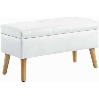 HOMCOM Banc de Rangement avec Couvercle, Banc de lit en Velours pour Couloir, Chambre à Coucher, Salon, 80 x 35 x 40 cm, Blanc - Publicité HOMCOM Banc de Rangement avec Couvercle, Banc de lit en Velours pour Couloir, Chambre à Coucher, Salon, 80 x 35 x 40 cm, Blanc - Publicité