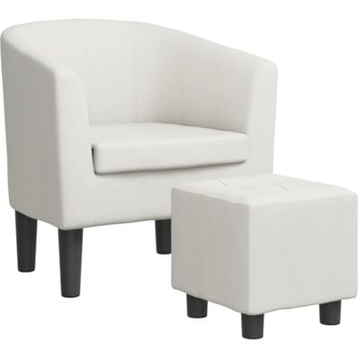 vidaXL Fauteuil Cabriolet avec Repose-Pied, Chaise avec Dossier, Siège avec Accoudoirs, Canapé de Bureau Salon Chambre, Blanc Similicuir - Publicité vidaXL Fauteuil Cabriolet avec Repose-Pied, Chaise avec Dossier, Siège avec Accoudoirs, Canapé de Bureau Salon Chambre, Blanc Similicuir - Publicité