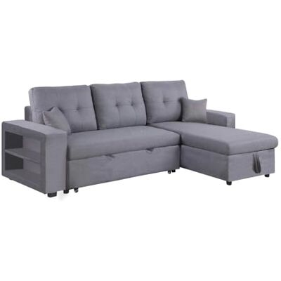 CONCEPT USINE Canapé d'angle Convertible 4 Places avec Rangements Glasgow Gris Modulable très Pratique Design Contemporain Lit 2 Places : Couchage 196X113 cm - Publicité CONCEPT USINE Canapé d'angle Convertible 4 Places avec Rangements Glasgow Gris Modulable très Pratique Design Contemporain Lit 2 Places : Couchage 196X113 cm - Publicité