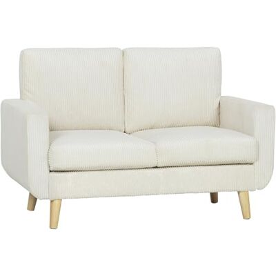 HOMCOM Canapé 2 Places en Velours côtelé, canapé de Salon Moderne 134 cm, Assise rembourrée, Coussin à Ressorts, Dossier épais, Pieds en Bois d'hévéa, pour Chambre, Appartement, Petit Espace, crème - Publicité HOMCOM Canapé 2 Places en Velours côtelé, canapé de Salon Moderne 134 cm, Assise rembourrée, Coussin à Ressorts, Dossier épais, Pieds en Bois d'hévéa, pour Chambre, Appartement, Petit Espace, crème - Publicité