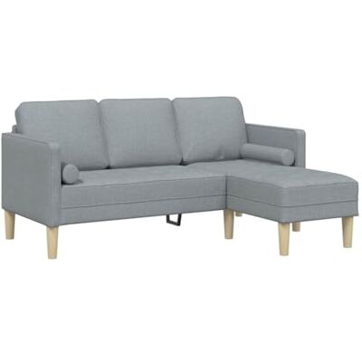 Canapé en forme de L pour 3 personnes en tissu gris vidaXL - Publicité Canapé en forme de L pour 3 personnes en tissu gris vidaXL - Publicité