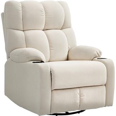 HOMCOM Fauteuil de Relaxation Fauteuil TV avec Fonction Couchage, Fonction balancelle, pivotant Fauteuil TV avec Repose-Pieds, Ressorts ensachés et Porte-gobelet, pour Le Salon, Beige - Publicité HOMCOM Fauteuil de Relaxation Fauteuil TV avec Fonction Couchage, Fonction balancelle, pivotant Fauteuil TV avec Repose-Pieds, Ressorts ensachés et Porte-gobelet, pour Le Salon, Beige - Publicité