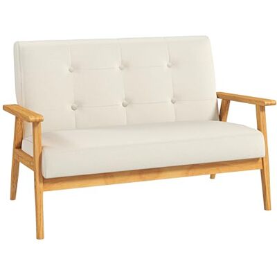 HOMCOM Canapé 2 Places 115 cm, canapé scandinave avec Dossier capitonné, Assise rembourrée et accoudoirs, Pieds en Bois d'hévéa, pour Salon, Chambre, Petit Espace, Beige - Publicité HOMCOM Canapé 2 Places 115 cm, canapé scandinave avec Dossier capitonné, Assise rembourrée et accoudoirs, Pieds en Bois d'hévéa, pour Salon, Chambre, Petit Espace, Beige - Publicité