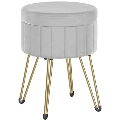 SONGMICS Tabouret Rangement, Siège Rond, Tabouret Coiffeuse, Pouf en Velours, Repose-pieds, 39 x 44,4 cm (Diamètre x H), 4 Pieds en Métal, pour Coins Beauté, Salon, Chambre, Gris Tourterelle LOM003G02 - Publicité SONGMICS Tabouret Rangement, Siège Rond, Tabouret Coiffeuse, Pouf en Velours, Repose-pieds, 39 x 44,4 cm (Diamètre x H), 4 Pieds en Métal, pour Coins Beauté, Salon, Chambre, Gris Tourterelle LOM003G02 - Publicité