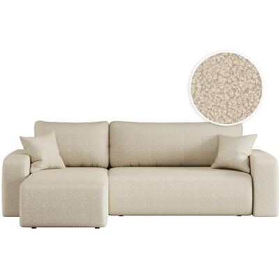LOUNGITUDE Canapé ALYA d'angle réversible et Convertible 4 Places en Tissu Bouclette - Publicité LOUNGITUDE Canapé ALYA d'angle réversible et Convertible 4 Places en Tissu Bouclette - Publicité