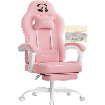 WOLTU Chaise Gaming, Fauteuil Gaming, avec Coussin à Ressorts Ensachés, Chaise Ergonomique, Charge 150kg, Appui-tête, Support Lombaire, Repose-Pieds, Tissu Maille, Rose - Publicité WOLTU Chaise Gaming, Fauteuil Gaming, avec Coussin à Ressorts Ensachés, Chaise Ergonomique, Charge 150kg, Appui-tête, Support Lombaire, Repose-Pieds, Tissu Maille, Rose - Publicité