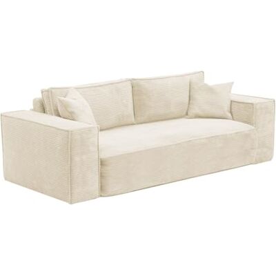 Unique Canapé 3 Places Convertible Express en Velours côtelé Beige Couchage 140 cm Matelas 13 cm avec mémoire de Forme Amelia - Publicité Unique Canapé 3 Places Convertible Express en Velours côtelé Beige Couchage 140 cm Matelas 13 cm avec mémoire de Forme Amelia - Publicité