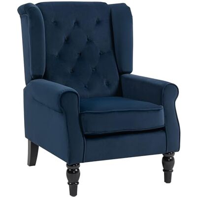 HOMCOM Fauteuil de Salon, Fauteuil Capitonné avec Pieds en Bois, Assise Large, Grand Confort, Style Classique, 74 x 86 x 102 cm, Bleu Foncé - Publicité HOMCOM Fauteuil de Salon, Fauteuil Capitonné avec Pieds en Bois, Assise Large, Grand Confort, Style Classique, 74 x 86 x 102 cm, Bleu Foncé - Publicité
