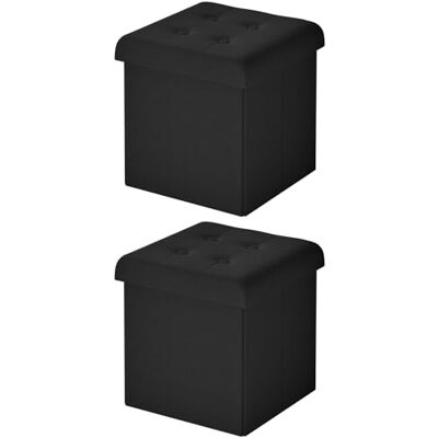 WOLTU Lot de 2 Tabouret de Rangement Pliant, Tabouret Cubique, Pouf Coffre de Rangement avec Couvercle Rembourré, pour Salon, Entrée, Chambre, 30x30x34 cm, Noir - Publicité WOLTU Lot de 2 Tabouret de Rangement Pliant, Tabouret Cubique, Pouf Coffre de Rangement avec Couvercle Rembourré, pour Salon, Entrée, Chambre, 30x30x34 cm, Noir - Publicité