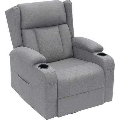 WOLTU Fauteuil Relax Pivotant à 360°, Fauteuil TV avec Fonction Bascule, Dossier Inclinable, Repose-Pieds, Poches Latérales et Porte-gobelet, Charge 150 kg, Revêtement en Lin Imité, Gris - Publicité WOLTU Fauteuil Relax Pivotant à 360°, Fauteuil TV avec Fonction Bascule, Dossier Inclinable, Repose-Pieds, Poches Latérales et Porte-gobelet, Charge 150 kg, Revêtement en Lin Imité, Gris - Publicité