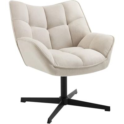 WOLTU Fauteuil Salon, Chaise Pivotante, Assise Rembourrée et Large, Fauteuil Relax pour Chambre et Salon, Cadre en Métal, Tissu en Lin, Beige - Publicité WOLTU Fauteuil Salon, Chaise Pivotante, Assise Rembourrée et Large, Fauteuil Relax pour Chambre et Salon, Cadre en Métal, Tissu en Lin, Beige - Publicité