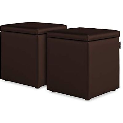 Happers Pack 2 Poufs Cube Rangement en Similicuir pour Salon ou Chambre Marron - Publicité Happers Pack 2 Poufs Cube Rangement en Similicuir pour Salon ou Chambre Marron - Publicité