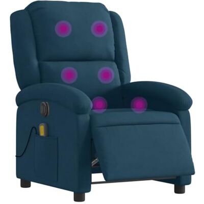 vidaXL Fauteuil Inclinable de Massage Électrique, Chaise de Relaxation avec Dossier et Repose-Pied Réglables, Siège de Salon, Moderne, Bleu Velours - Publicité vidaXL Fauteuil Inclinable de Massage Électrique, Chaise de Relaxation avec Dossier et Repose-Pied Réglables, Siège de Salon, Moderne, Bleu Velours - Publicité