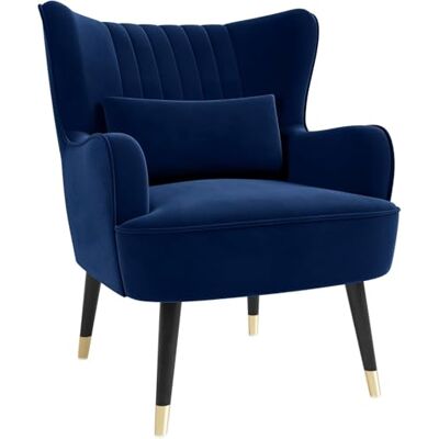 Vesgantti Fauteuil en Velours, Fauteuil à Oreilles pour Salon Bleu - Publicité Vesgantti Fauteuil en Velours, Fauteuil à Oreilles pour Salon Bleu - Publicité