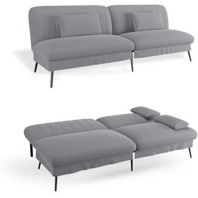 COMHOMA Canapé Convertible 3 Places Canapé-lit Pliable avec Fonction Couchage Canapé 2 en 1, Dossier réglable 5 Niveaux, Chambre d'amis et Home cinéma, Gris - Publicité COMHOMA Canapé Convertible 3 Places Canapé-lit Pliable avec Fonction Couchage Canapé 2 en 1, Dossier réglable 5 Niveaux, Chambre d'amis et Home cinéma, Gris - Publicité