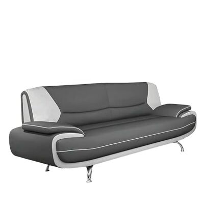 MUZA - Canapé design 3 places - gris et blanc - simili cuir - Sofa - Publicité MUZA - Canapé design 3 places - gris et blanc - simili cuir - Sofa - Publicité