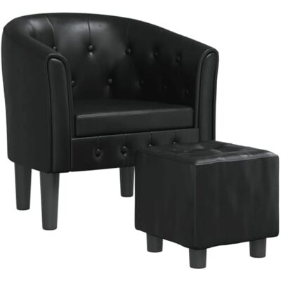 vidaXL Fauteuil Cabriolet avec Repose-Pied, Chaise avec Accoudoirs, Canapé avec Dossier, Siège Rembourré Salon Chambre, Moderne, Noir Similicuir - Publicité vidaXL Fauteuil Cabriolet avec Repose-Pied, Chaise avec Accoudoirs, Canapé avec Dossier, Siège Rembourré Salon Chambre, Moderne, Noir Similicuir - Publicité