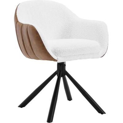 WOLTU 1x Chaise Pivotante, Chaise Salle à Manger, Chaise de Cuisine, Chaise Scandinave, Fauteuil Chambre, Siège Rembourré, Pieds en Métal, Chenille Blanc + Simili Cuir Marron, EZS04ws-1 - Publicité WOLTU 1x Chaise Pivotante, Chaise Salle à Manger, Chaise de Cuisine, Chaise Scandinave, Fauteuil Chambre, Siège Rembourré, Pieds en Métal, Chenille Blanc + Simili Cuir Marron, EZS04ws-1 - Publicité