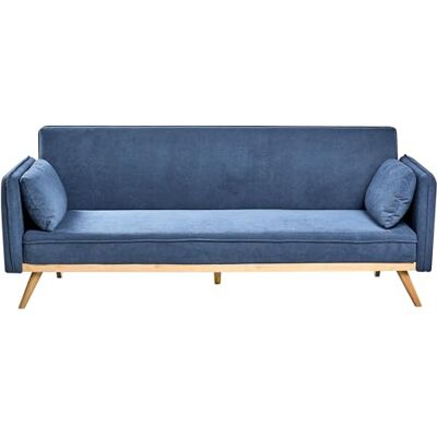 Beliani Canapé-lit Minimaliste en Tissu Fonction Couchage Clic-Clac Bleu Asaa - Publicité Beliani Canapé-lit Minimaliste en Tissu Fonction Couchage Clic-Clac Bleu Asaa - Publicité