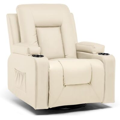 COMHOMA Fauteuil Relax avec Dossier et Repose-Pieds Réglables, Chaise Pivotante 360° avec Porte-Gobelets et Poches Latérales, Design Ergonomique avec Soutien Complet du Corps, Cuir PU, Beige - Publicité COMHOMA Fauteuil Relax avec Dossier et Repose-Pieds Réglables, Chaise Pivotante 360° avec Porte-Gobelets et Poches Latérales, Design Ergonomique avec Soutien Complet du Corps, Cuir PU, Beige - Publicité