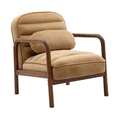 Sweeek Amelie - Fauteuil scandinave - Noyer, Velours, Courbé - Fauteuil - Publicité Sweeek Amelie - Fauteuil scandinave - Noyer, Velours, Courbé - Fauteuil - Publicité
